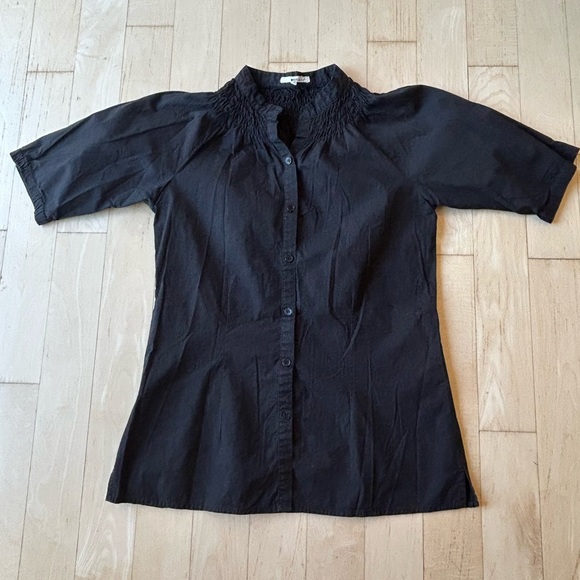 LA made Tops - LA Made Women’s 100% Cotton Black Short Sleeve Smocked Top Size Medium